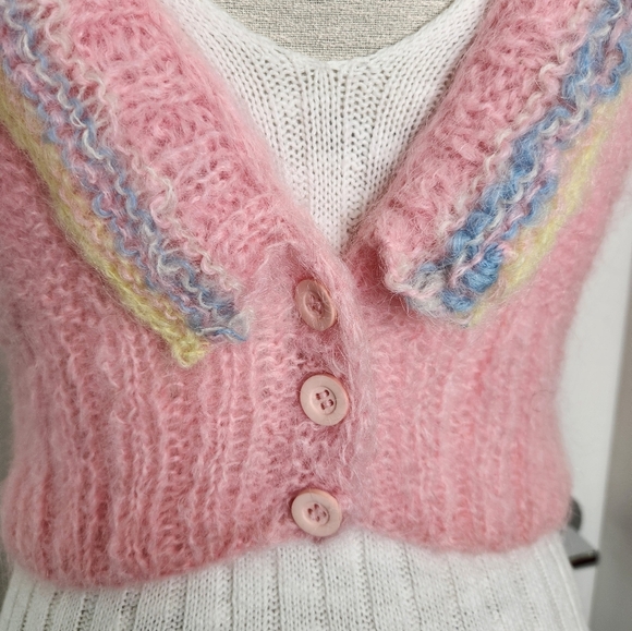 60s Pastel Mohair Cardigan Sweater Vest - Picture 9 of 13